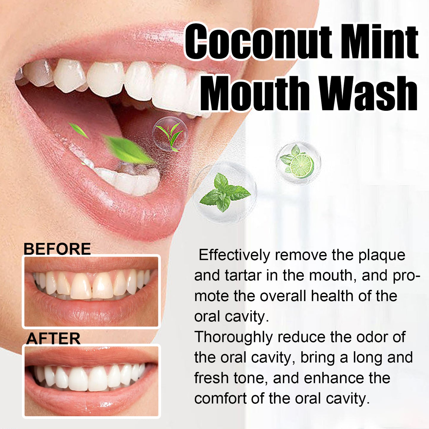 Bain de Bouche Coco Menthe - Hygiène Complète Anti-Plaque 250ml