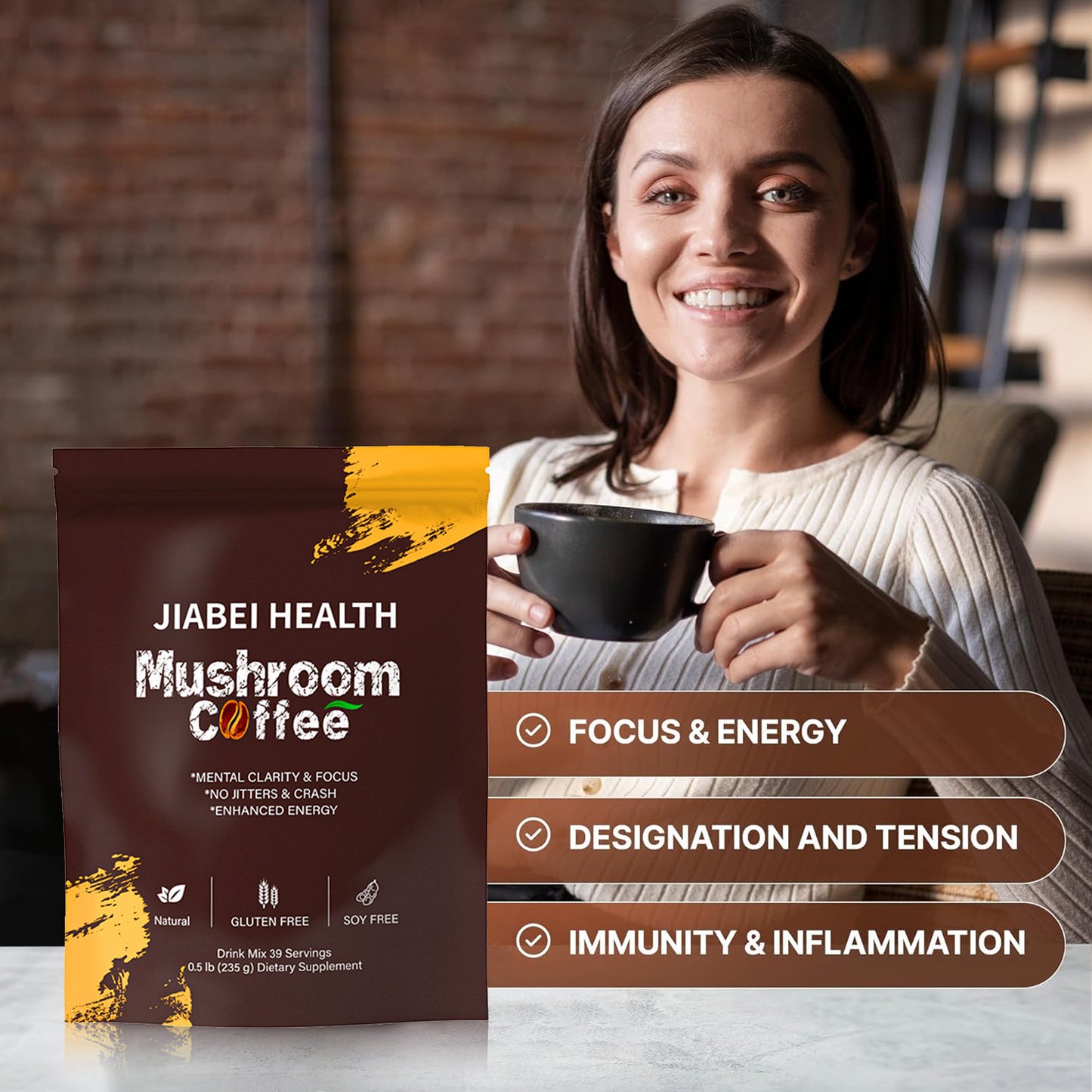 Café Noir aux Champignons Adaptogènes - Mycothérapie 180g