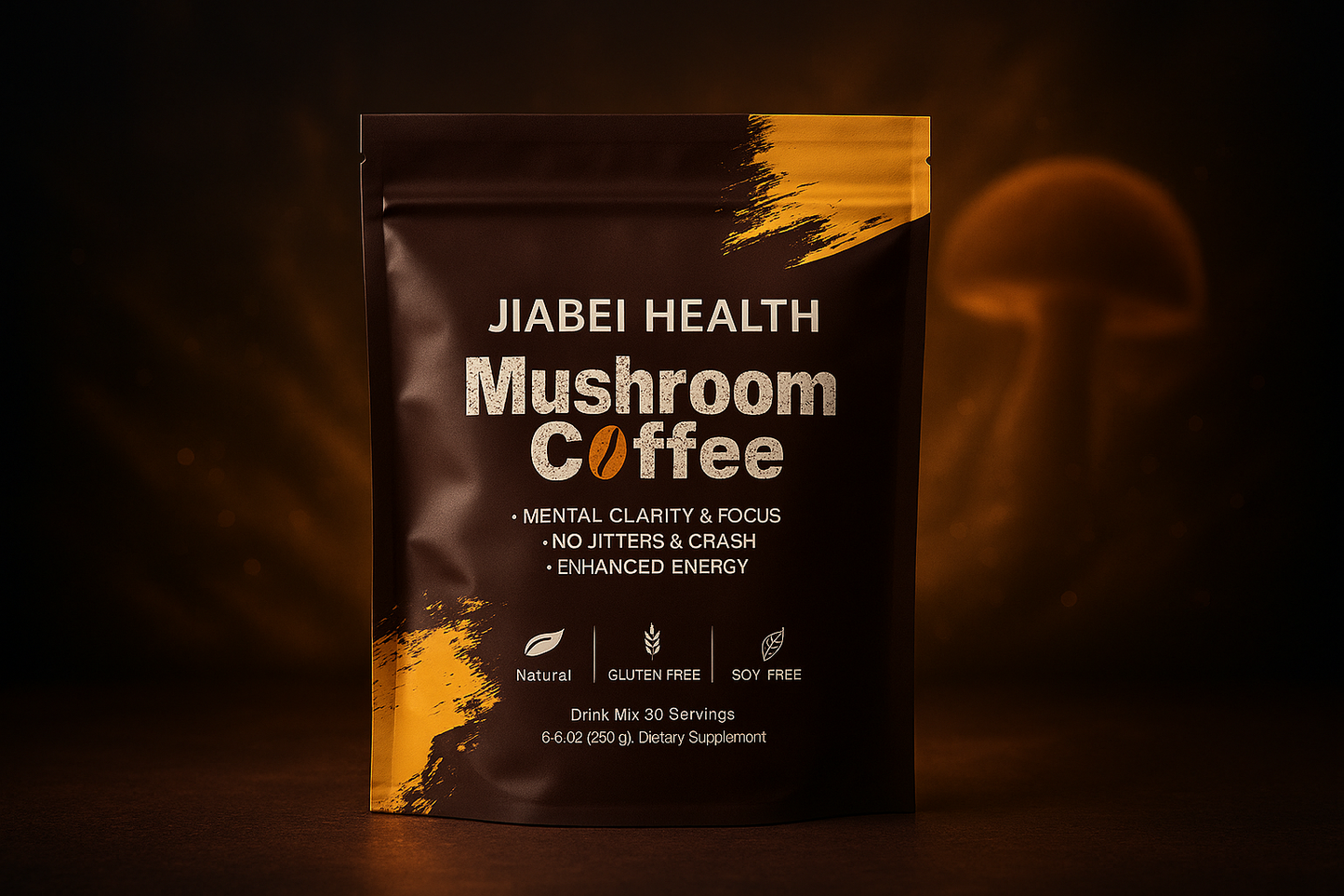 Café Noir aux Champignons Adaptogènes - Arrière-plan Premium