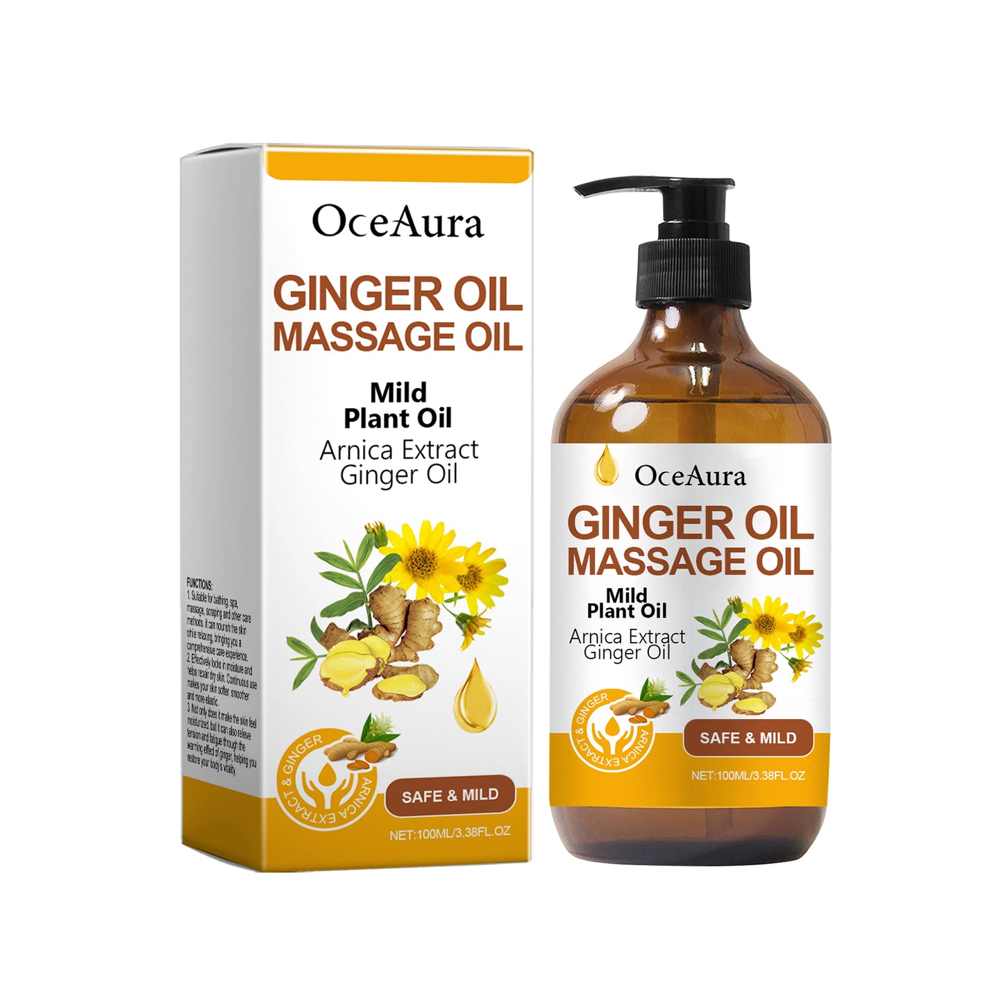 Huile Massage Gingembre - Raffermissant Anti-Âge Naturel 50ml